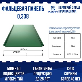 Фальцевая панель Falz Lock (0.338 м)